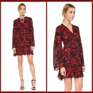 NWT PARKER Red Black Rouge Poinsettia Garland Milly Combo Cocktail Dress size M